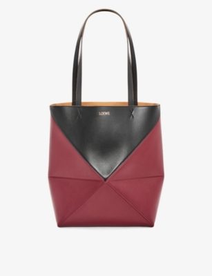 Loewe Medium Puzzle Bicolor Tote Bag In Chocolate/burgundy