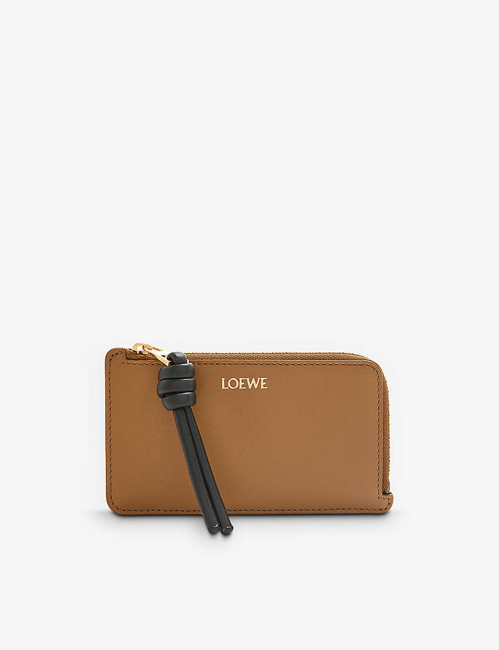 Loewe Womens Brown Knot Leather Card Holder In Oak/black