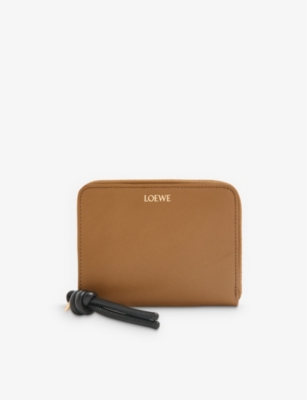 Loewe Womens Brown Knot Logo-print Leather Wallet In Oak/black