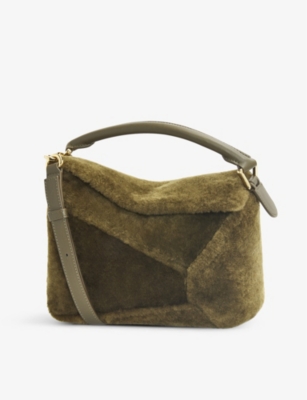 Loewe Small Puzzle Edge Shearling Shoulder Bag