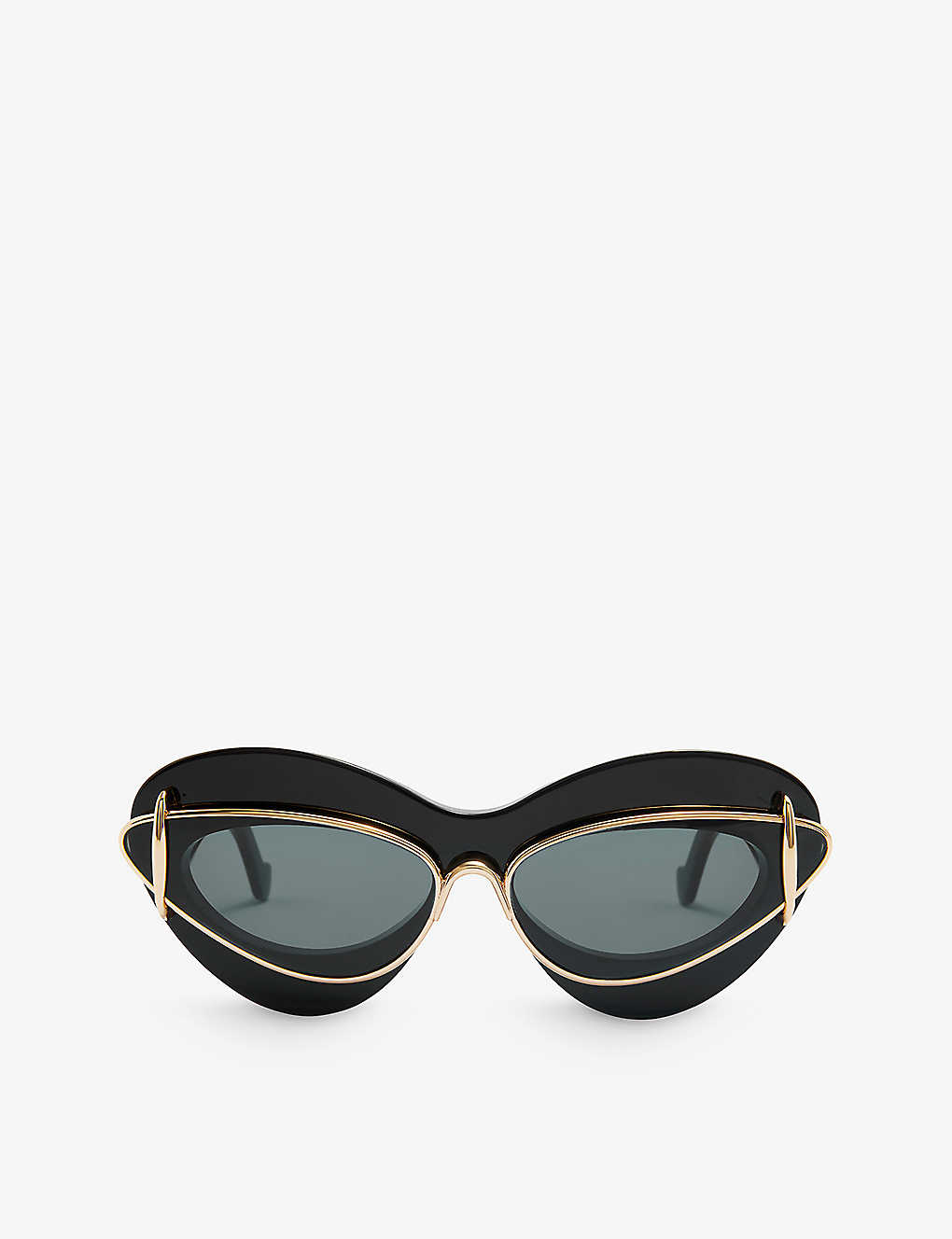 Shop Loewe Womens Shiny Black Double-frame Cat-eye Acetate And Metal Sunglasses