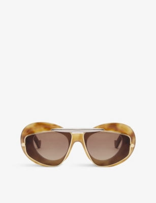 Loewe Women's Havana/brown Gsundfsx023141 Double-frame Round-frame Acetate Sunglasses