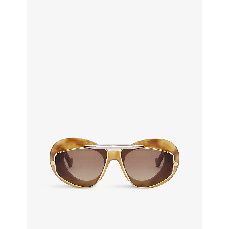 Loewe Women's Havana/brown Gsundfsx023141 Double-frame Round-frame Acetate Sunglasses