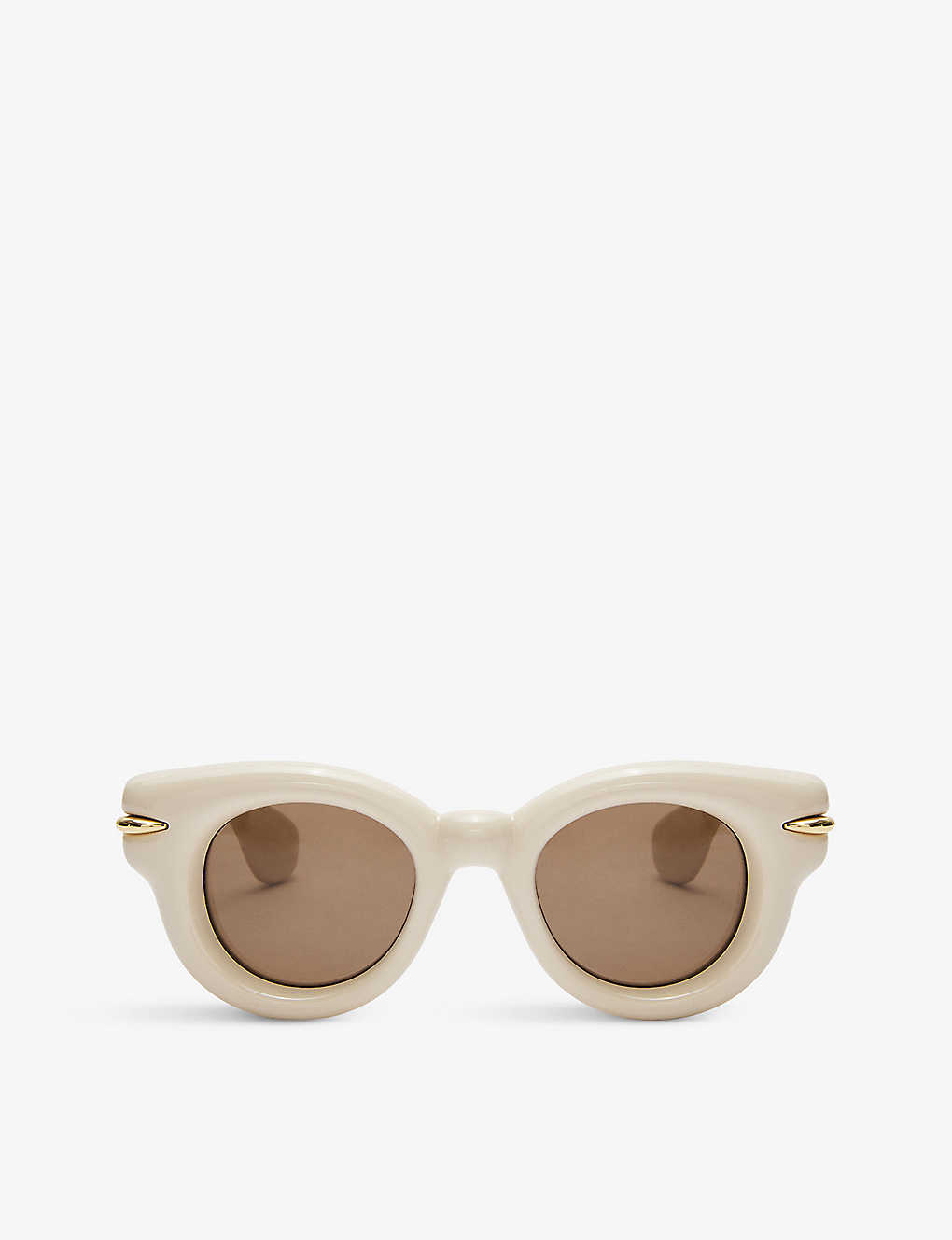 Loewe Womens White Gsun444x01 Inflated Round-frame Nylon Sunglasses In Ivory/brown