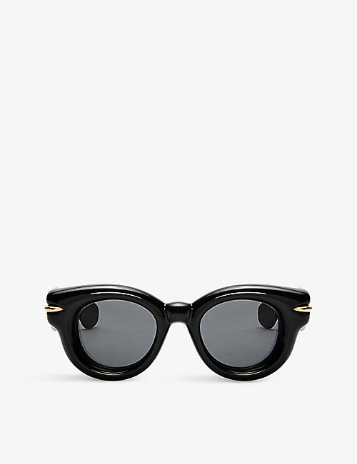 LOEWE: GSUN444X01 inflated round-frame nylon sunglasses
