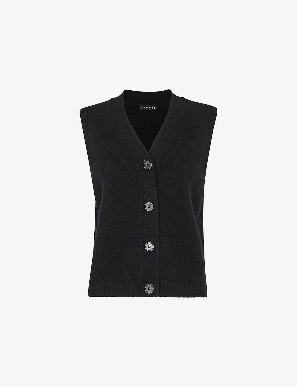 Whistles Ribbed Button Front Tank Top In Black