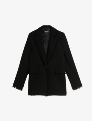 Ted Baker Womens Black Melliie Peak-lapel Leather Blazer