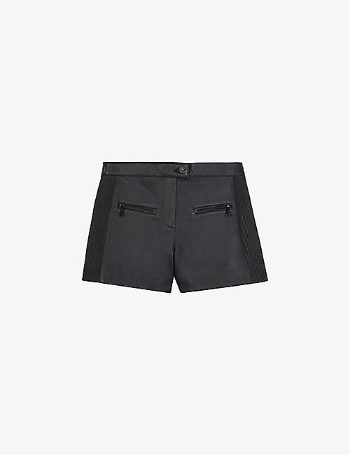 THE KOOPLES: Zipped-pocket high-rise leather shorts