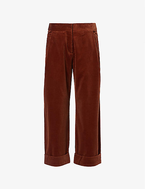 ME AND EM: Corduroy tapered-leg mid-rise cotton trousers