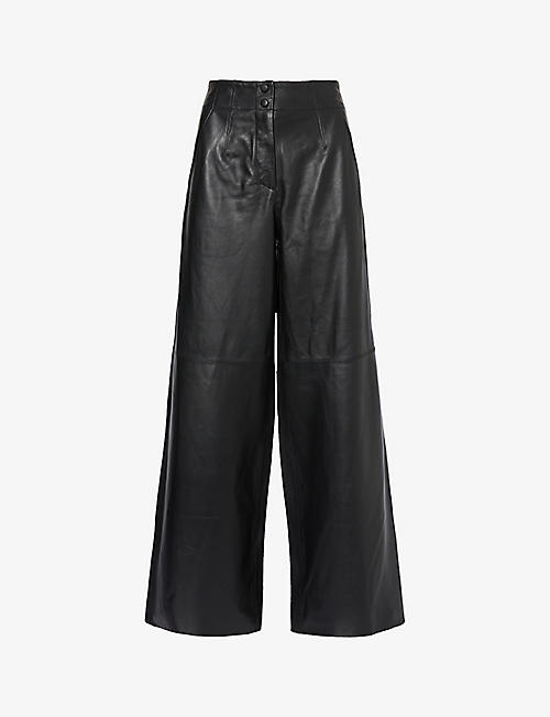 ME AND EM: Mid-rise wide-leg leather trousers
