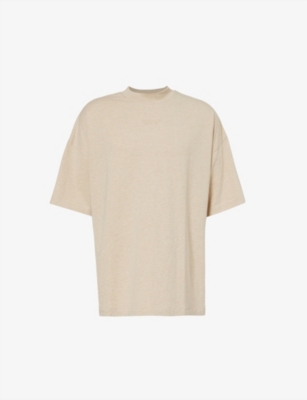 Essentials Fear Of God  Mens Gold Heather  Brand-print Cotton-jersey T-shirt