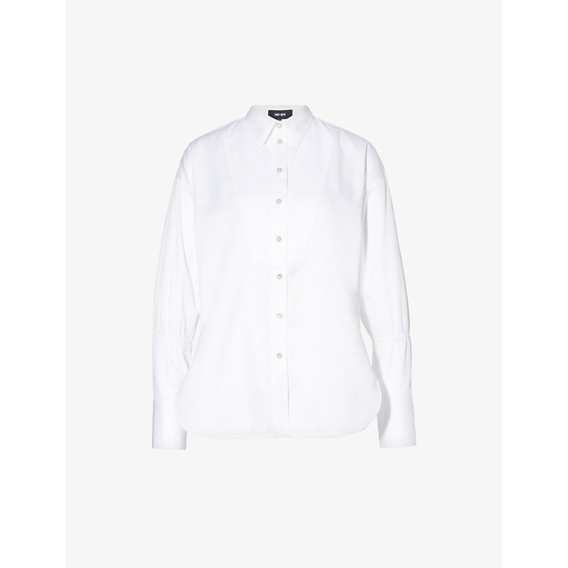 Me And Em Relaxed-fit Pleated Cotton Shirt In White