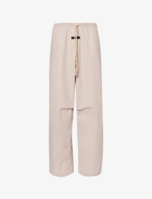 Essentials Fear Of God  Mens Silver Cloud Elasticated-waistband Brand-appliqué Mid-rise Wide-leg Cott In Silver Cloud