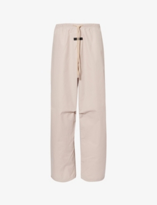 Essentials Fear Of God  Straight Leg Drawstring Trousers In Silver Cloud