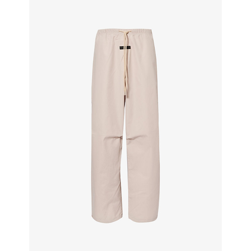 Essentials Fear Of God  Straight Leg Drawstring Trousers In Silver Cloud