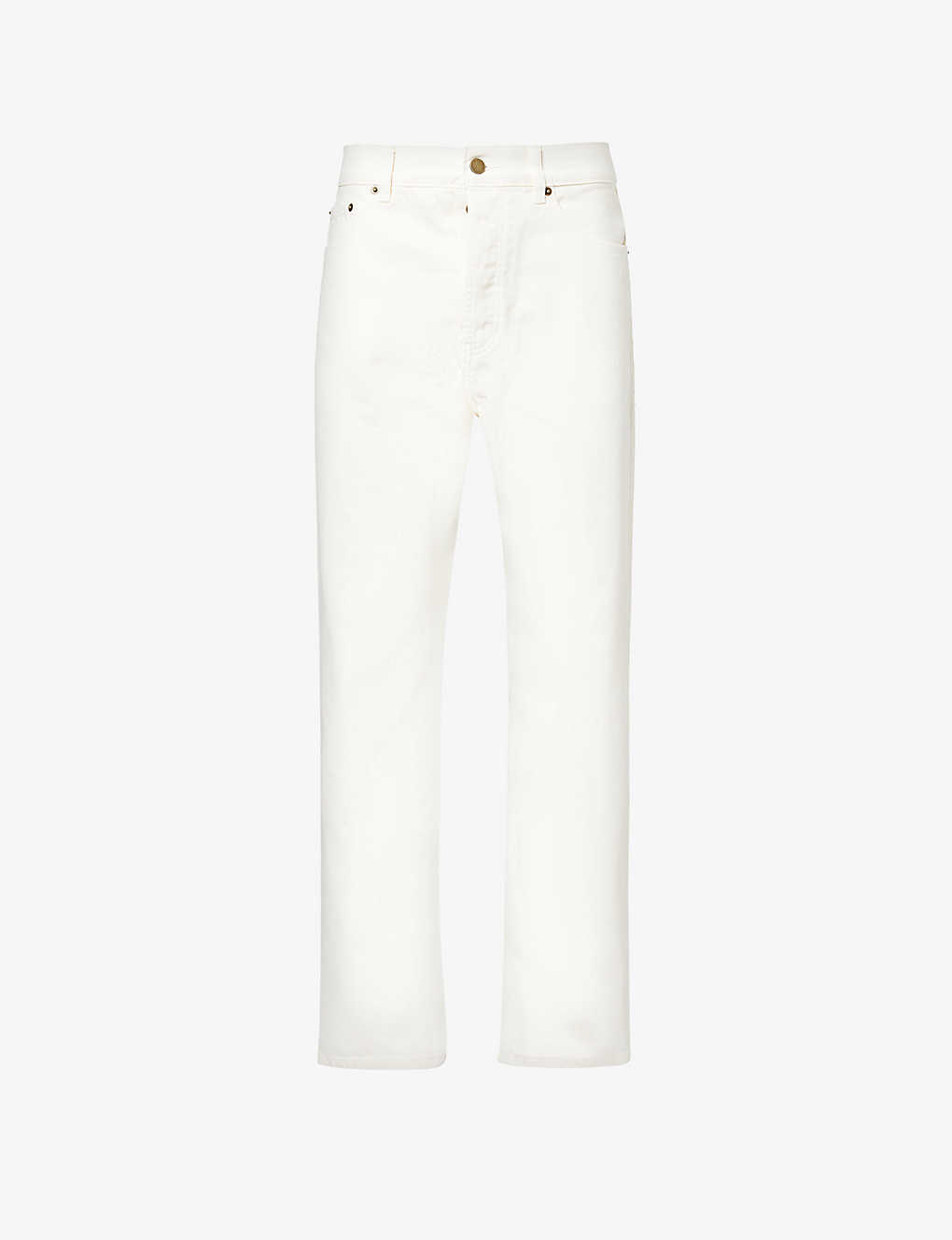 Essentials Fear Of God  Mens Cloud Dancer  Brand-patch Straight-leg Relaxed-fit Jeans In Cream