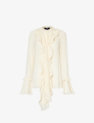 ME AND EM - Ruffled-panel regular-fit silk blouse | Selfridges.com