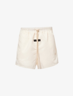 Essentials Fear Of God  Mens Cloud Dancer  Running Brand-patch Shell Shorts In Silver Cloud