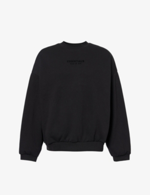 Essentials Fear Of God  Mens Jet Black  Logo-print Relaxed-fit Cotton-blend Sweatshirt
