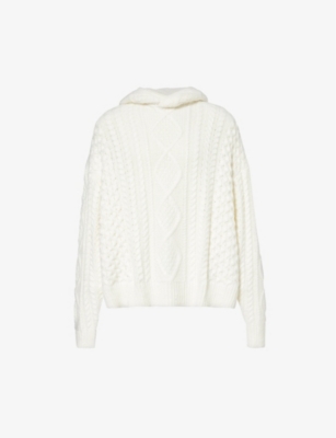 Essentials Fear Of God  Mens Cloud Dancer  Cable-knit Relaxed-fit Cotton-blend Hoody