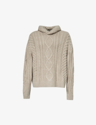 Essentials Fear Of God  Mens Core Heather  Cable-knit Relaxed-fit Cotton-blend Hoody