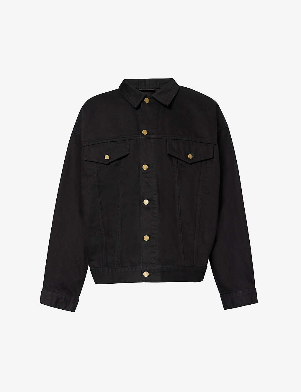 Shop Essentials Fear Of God  Mens Jet Black  Brand-patch Oversized Denim Jacket