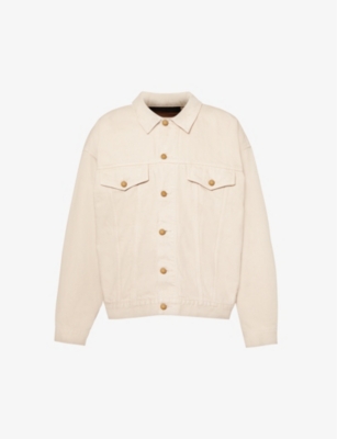 Essentials Fear Of God  Mens Silver Cloud  Brand-patch Oversized Denim Jacket In Silver