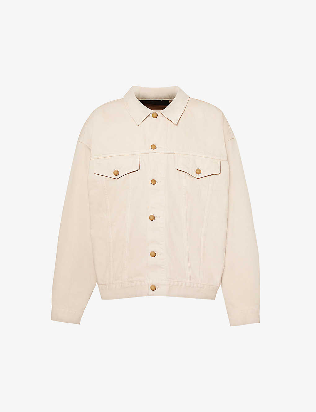 Shop Essentials Fear Of God  Men's Silver Cloud  Brand-patch Oversized Denim Jacket
