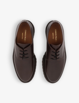 Shop Common Projects Officers Leather Derby Shoes In Brown