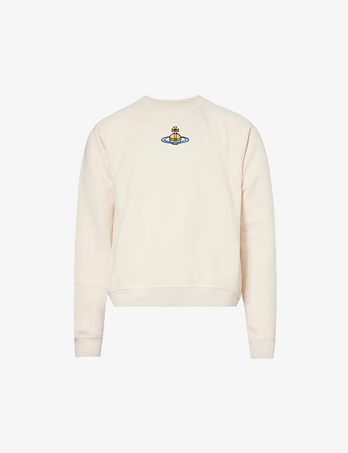 VIVIENNE WESTWOOD: Logo-embroidered crewneck cotton-jersey sweatshirt