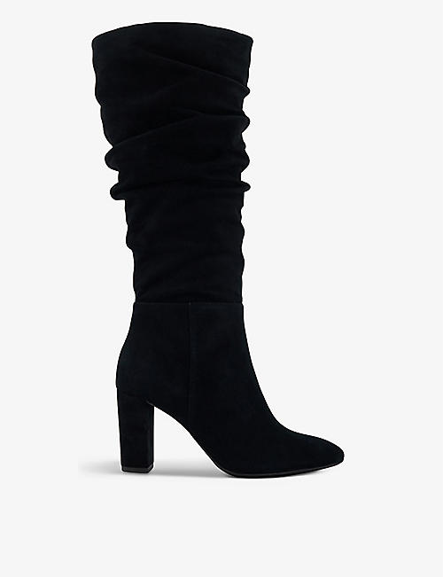 DUNE: Stigma ruched suede knee-high boots