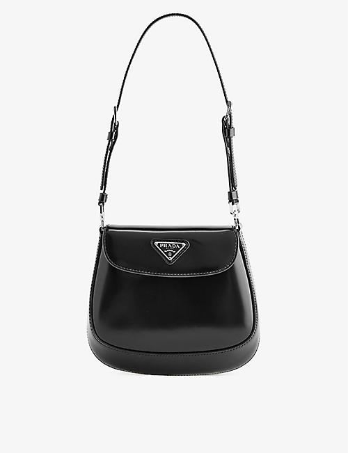 Prada Cleo Brushed Leather Shoulder Bag With Flap in Metallic
