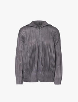 Issey Miyake Pleats Please  Womens Gray Pleated Regular-fit Knitted Hoody In Gray