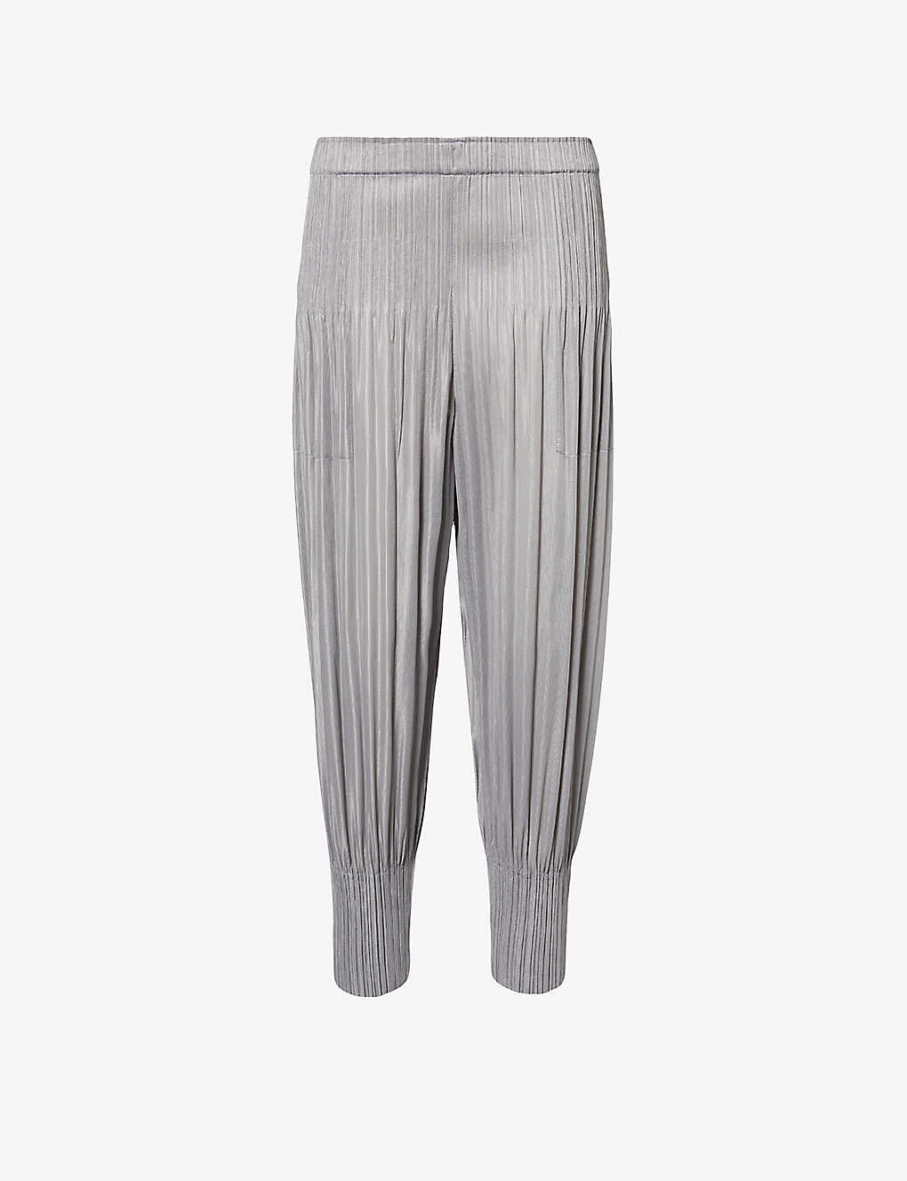 Issey Miyake Pleats Please  Womens Cool Gray Pleated Tapered-leg Mid-rise Knitted Trousers In Grey
