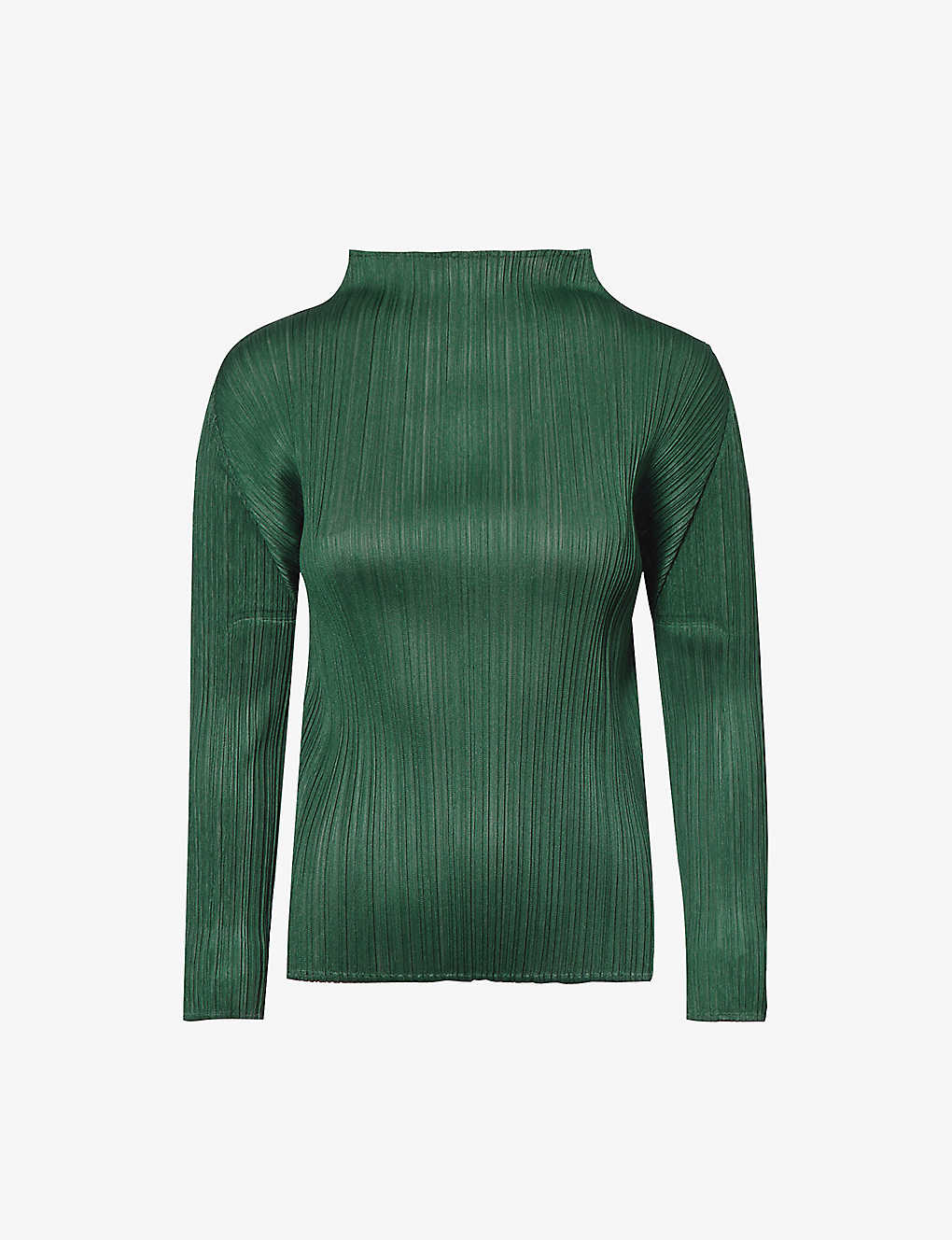 Issey Miyake Pleats Please  Womens Dark Green Colourful High-neck Knitted Top