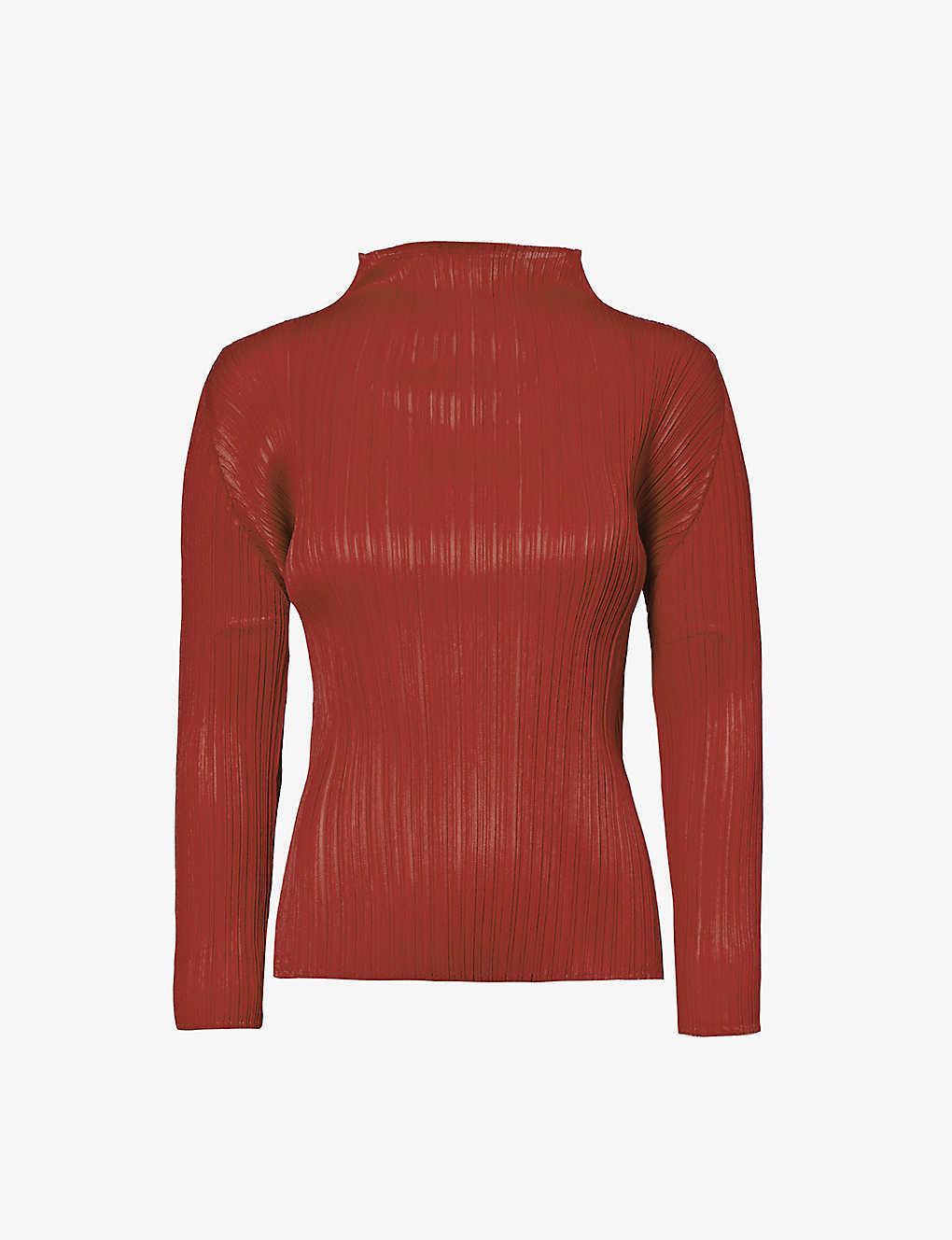 Issey Miyake Pleats Please  Womens Red Colourful High-neck Knitted Top