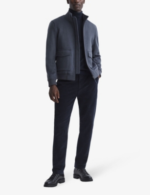 Shop Reiss Men's Airforce Blue Shuffle Patch-pocket Wool-blend Jacket