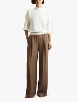 REISS: Abigail striped-waistband wide-leg woven trousers
