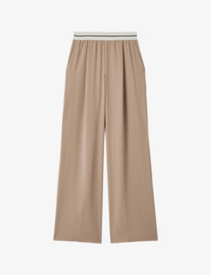 REISS: Abigail striped-waistband wide-leg woven trousers