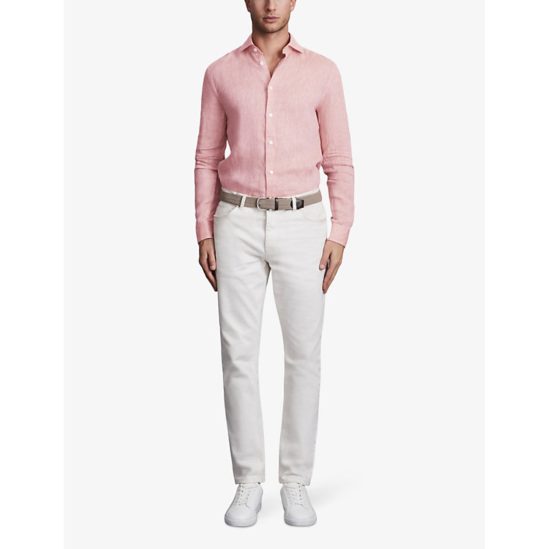Shop Reiss Men's Flamingo Ruban Regular-fit Linen Shirt