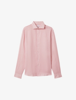 Shop Reiss Men's Flamingo Ruban Regular-fit Linen Shirt