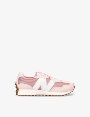 New Balance Girls Pale Pink Kids 327 Logo-embroidered Suede And Mesh Low-top Trainers 9-10 Years