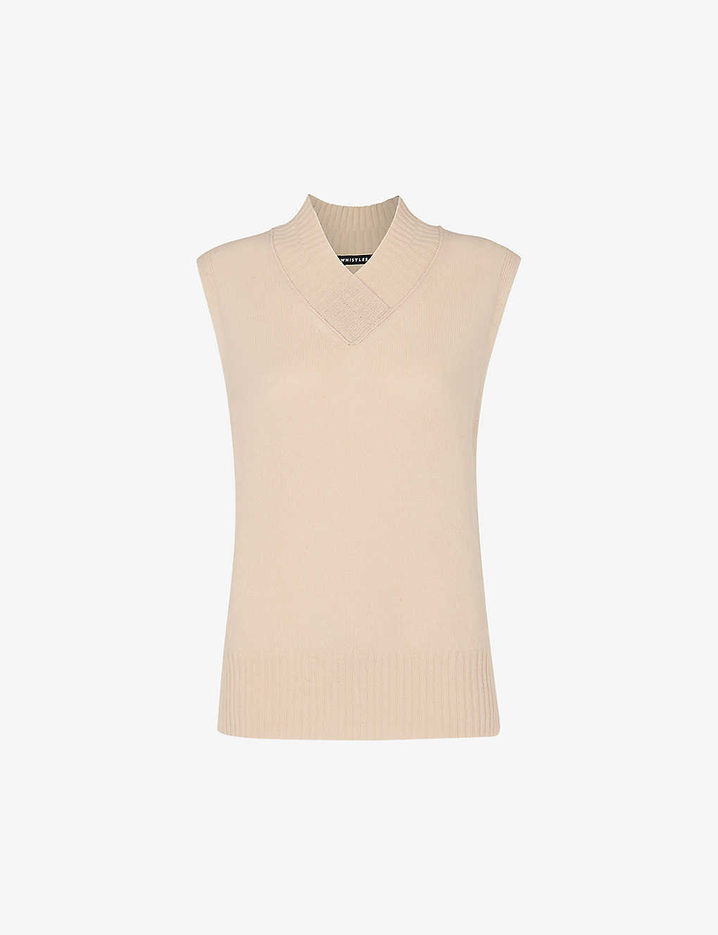 Whistles Womens Cream V-neck Relaxed-fit Wool Tank