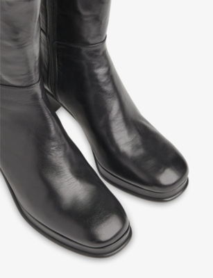 Shop Whistles Women's Black Clara Platform-heel Leather Boots