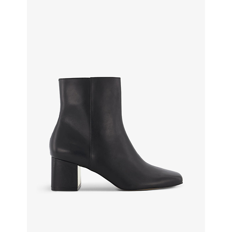 Dune Womens Black-leather Onsen Block-heel Leather Ankle Boots