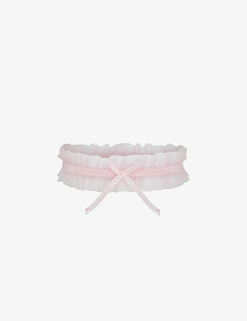 AGENT PROVOCATEUR: Quinny frill-trimmed woven garter