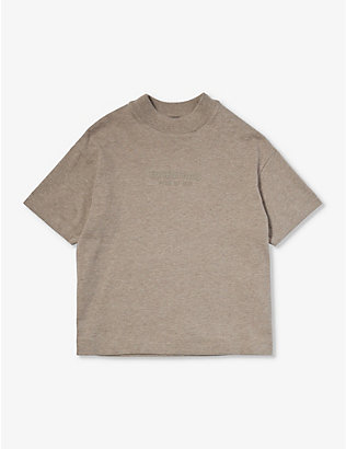FEAR OF GOD ESSENTIALS: 儿童 ESSENTIALS 品牌印花休闲版型平纹针织棉 T 恤 2-16 岁