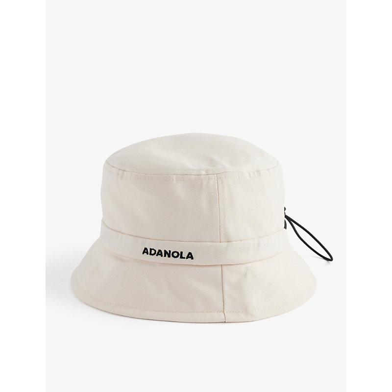 Adanola Womens Cream Logo-embellished Cotton-twill Bucket Hat