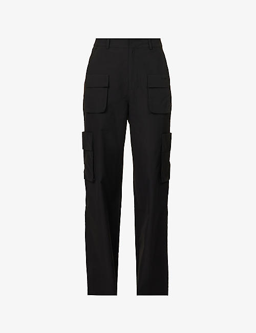 ADANOLA: High-rise wide-leg recycled-polyester cargo trousers