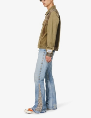 Shop Gallery Dept. Gallery Dept Men's Indigo La Flare Stud-embellished Flared-leg Regular-fit Jeans